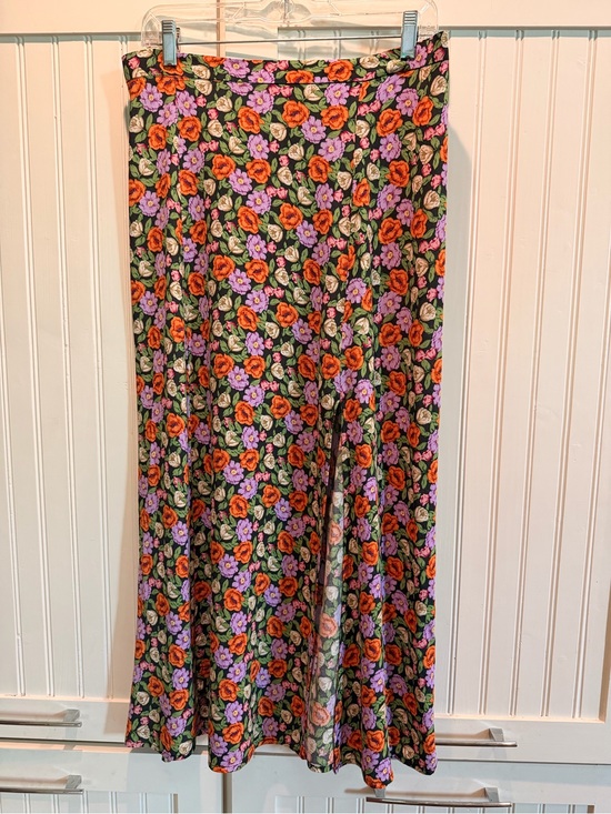 Philosophy Dresses & Skirts - Floral Midi Skirt in Black with Orange & Purple Flowers - L